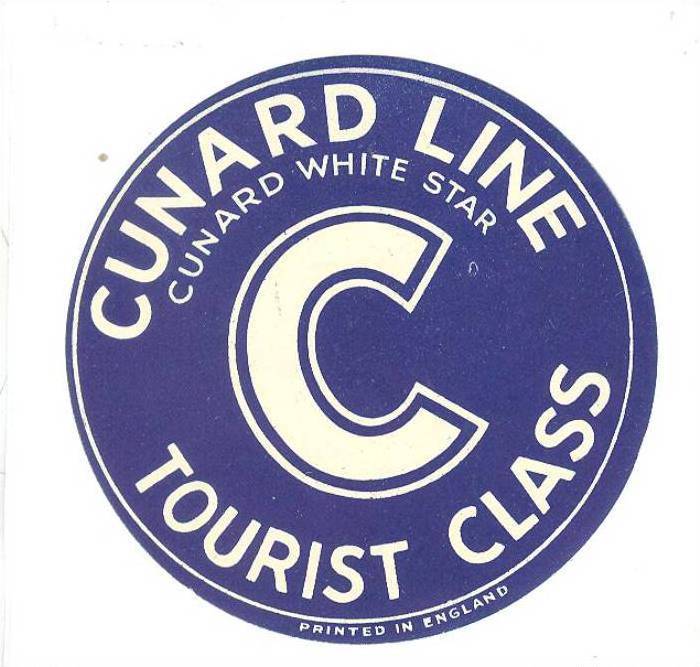 Cunard Line Cunard White Star, Tourist Class Luggage Label, 1920s