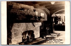 K41/ Bend Oregon RPPC Postcard? c1920 Pilot Butte Inn Interior Fireplace 206
