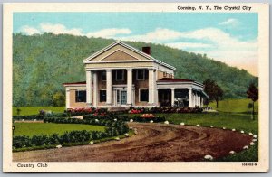 Vtg Corning New York NY Country Club 1930s Linen View Postcard