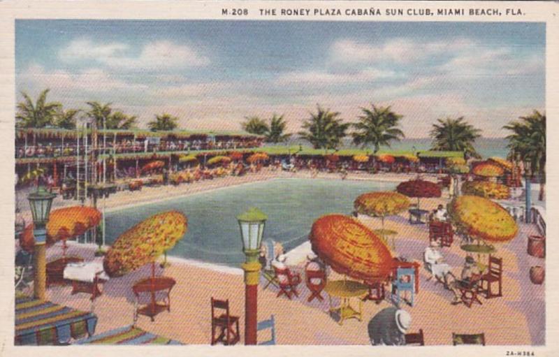 Florida Miami Beach The Roney Plaza Cabana Sun Club 1935 Curteich