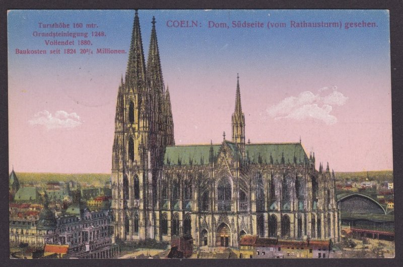 GERMANY 1915, Fieldpost card, Cologne Cathedral, WWI