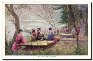 Old Postcard Japan Nippon Lac d & # 39Hakone Women Folklore