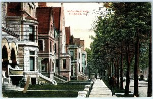 1908 Chicago, ILL Michigan Ave Residential Litho Photo Postcard Houses Cute A35
