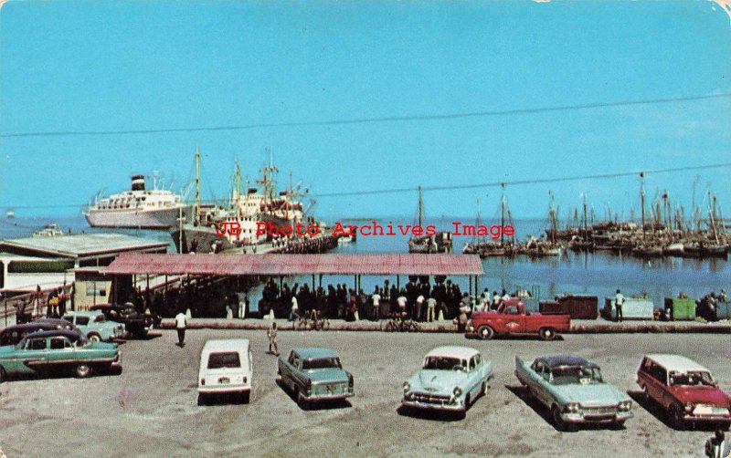 338553-Haiti, Port-Au-Prince, Wharf View, Steamships, 50s Cars