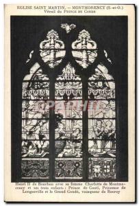 Postcard Ancient Church Saint Martin Montmorency (S and O) Stained Glass of t...