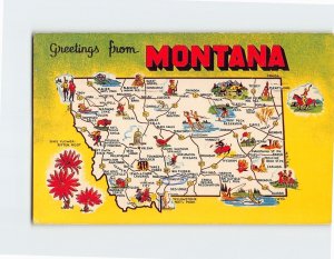 M-215661 Treasure State Map Greetings from Montana USA