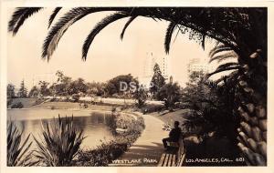 A3 CALIFORNIA Ca Postcard Real Photo RPPC c30s LOS ANGELES Westlake Park