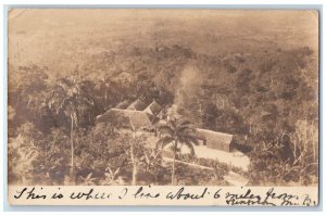 1905 Birds Eye View Home Residence Palm Trees Jamaica RPPC Photo Posted Postcard 