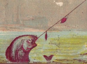 1870s-80s Hamlen Dalton & Hunt Dry Goods Couple Catching Big Fish F164