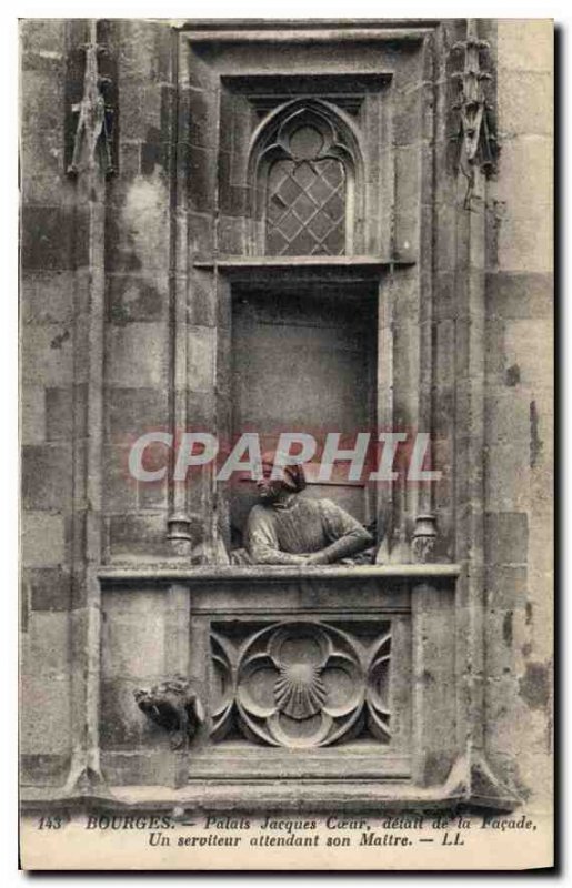 Old Postcard Bourges Palais Jacques Coeur Facade detail of a servant waiting ...