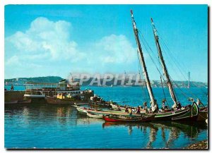 Postcard Modern Lisboa boats in the river Tagus