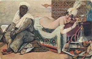 Art postcard painting Eunuch Eunuque - R. Schlosser