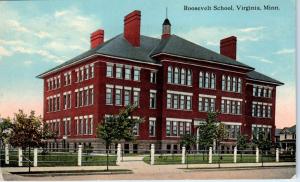 VIRGINIA, MN Minnesota     ROOSEVELT  SCHOOL    1910     Postcard