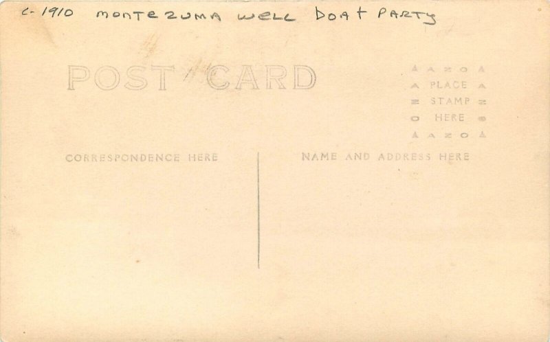 Postcard RPPC C-1910 Arizona Montezuma Wells Boat party TR24-3241