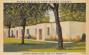 Bob's Bar-B-Q Restaurant & Motel US 20 Rolling Prairie Indiana linen postcard