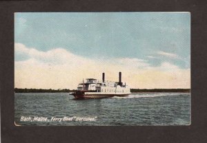 ME Ferry Boat Ship Hercules in Bath Maine Postcard UDB PC