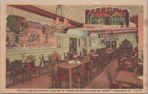 Postcard The Village Restaurant Bus Depot Lancaster PA