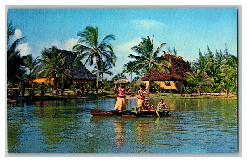 Postcard HI Tahitian Dancers Lagoon Polynesian Hawaii Vintage Standard View Card 