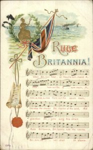 RULE BRITANNIA Sheet Music Steamship c1910 Postcard