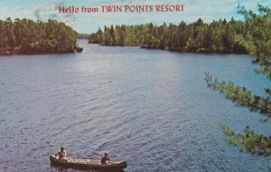 Night Canoe Canoeing In Minnesota Hello From Twin Points Resort USA Postcard