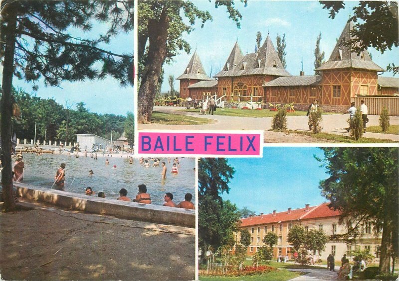 Postcard Romania baile felix multi view arhitectura bazin piscina strand termal