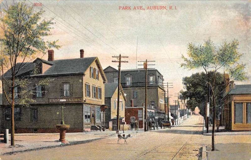 Auburn Rhode Island horses buggies Park Ave business area antique pc ZD549839