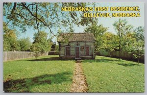 Nebraskas Oldest Residence~Log Cabin~Sarpy Co Historical Society Restore~Vtg PC