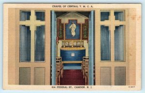 CAMDEN, New Jersey NJ ~ Chapel Interior CENTRAL Y.M.C.A. c1940s Linen Postcard