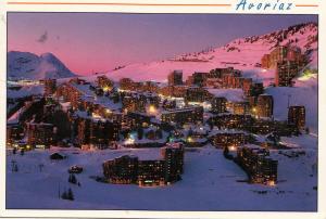 BF14895 avoriaz hte savoie la station by night france front/back image