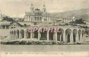 Old Postcard Monte Carlo shooting Pigeon and seen sea casino
