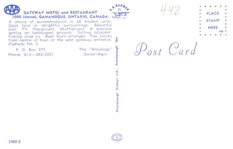 Ontario  Gananoque   Gateway Motel and restaurant