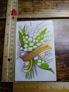 Postcard - Kind Souvenir with Embossed Flowers Art Print