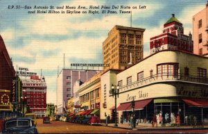 Texas El Paso San Antonio Street and Mesa Avenue 1951 Curteich