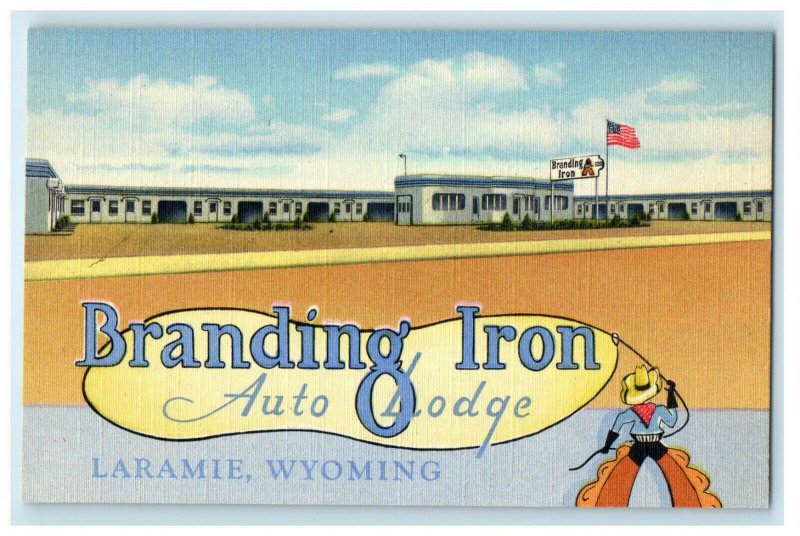 c1940s Branding Iron Auto Lodge Laramie, Wyoming WY Unposted Postcard