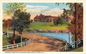 Utica New York 1920s Postcard Masonic Home And Grounds From Drive