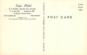Boulder City Nevada 1950s Postcard Vale Motel