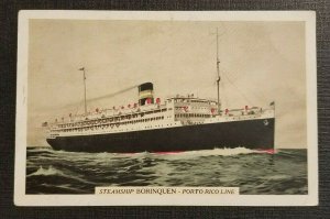 Mint Vintage Illustrated Postcard Steamship Borinquen Porto Rico Line
