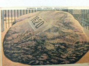 Vintage Postcard Pilgrims First Stepped when Landed Plymouth Rock Plymouth MA