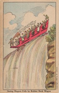 Seeing Niagara Falls By Rubber Neck Wagon Old USA Comic Postcard