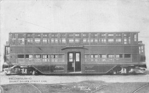 COLUMBUS OHIO DOUBLE DECKER STREET CAR BUS TROLLEY POSTCARD 1915