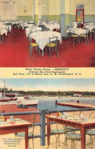 Washington DC Herzogs Dining Room Multiview Antique Postcard K102010