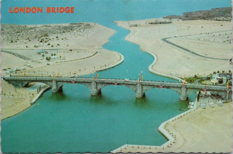 London Bridge Lake Havesu Arizona AZ Aerial View Unused Vintage Postcard D35