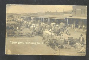 RPPC CUSHING OKLAHOMA DOWNTOWN STREET SCENE 1909 REAL PHOTO POSTCARD