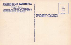Schensul's Cafeteria, Kalamazoo, Michigan, Early Linen Postcard, Unused