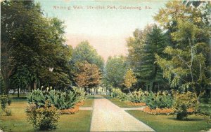 C-1910 Galesburg Illinois Standish Park Morning Walk Postcard Western 11820