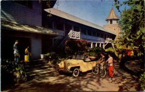 Postcard Hawaii Kailua Mauka Entrance of Kona Inn Classic Car 1960s H32