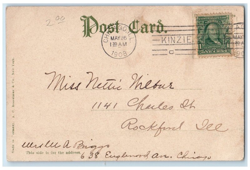 1908 Illinois Central Railroad Depot Scene Chicago Illinois IL Posted Postcard