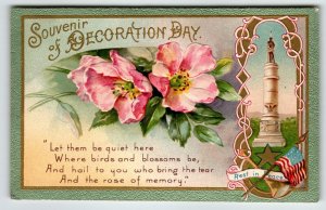 Memorial Decoration Day Postcard Monument Flag Flowers John Winsch Back Germany