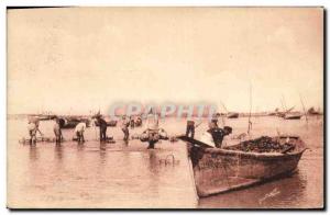 Old Postcard Fishing oysters