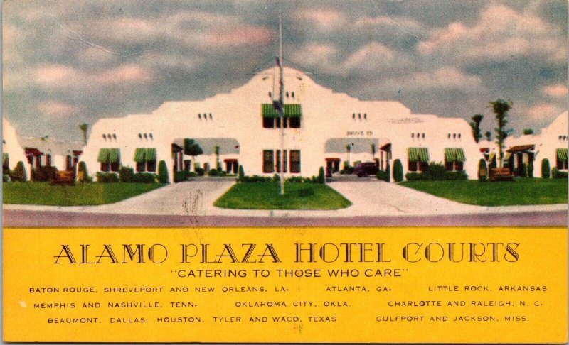 Alamo Plaza Hotel Courts Madison Illinois IL Postcard PM Clean Cancel WOB Note 